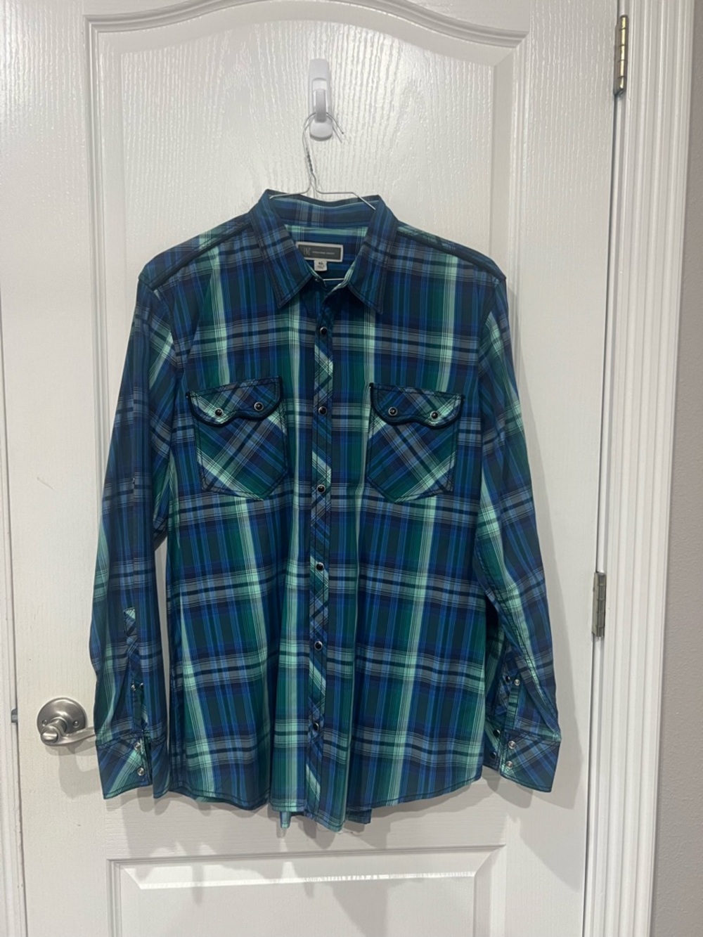 INC International Concepts Blue & Green Plaid Button-Down Shirt